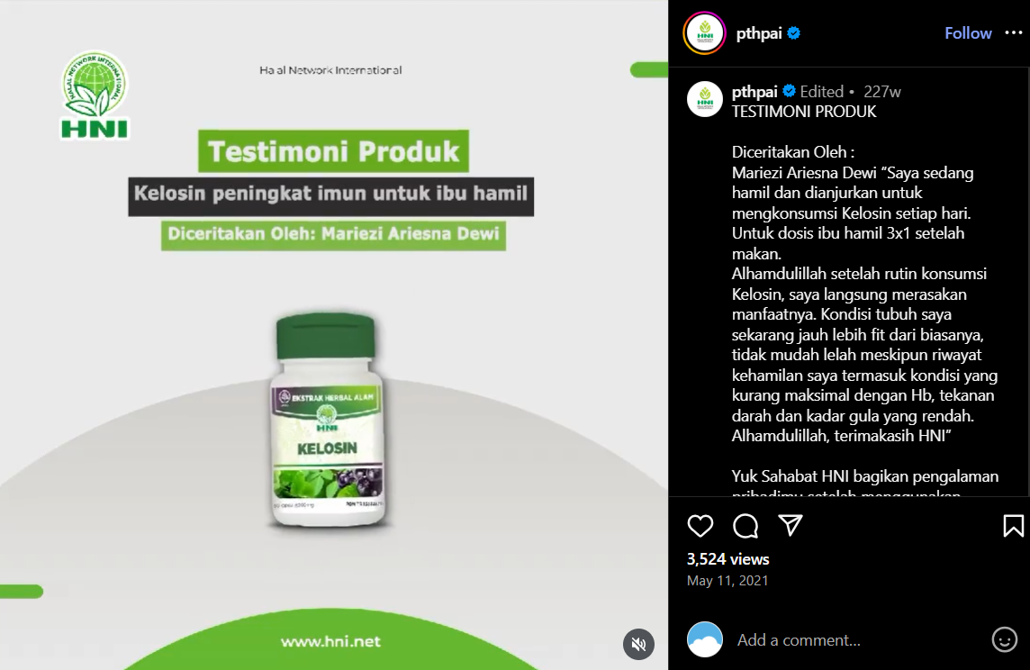 Testimoni Mariezi Ariesna Dewi tentang KELOSIN