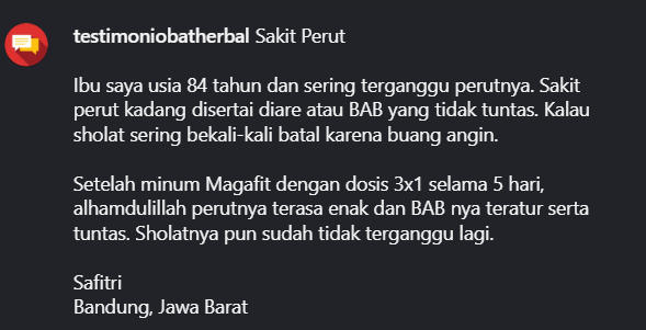 Testimoni Safitri tentang MAGAFIT