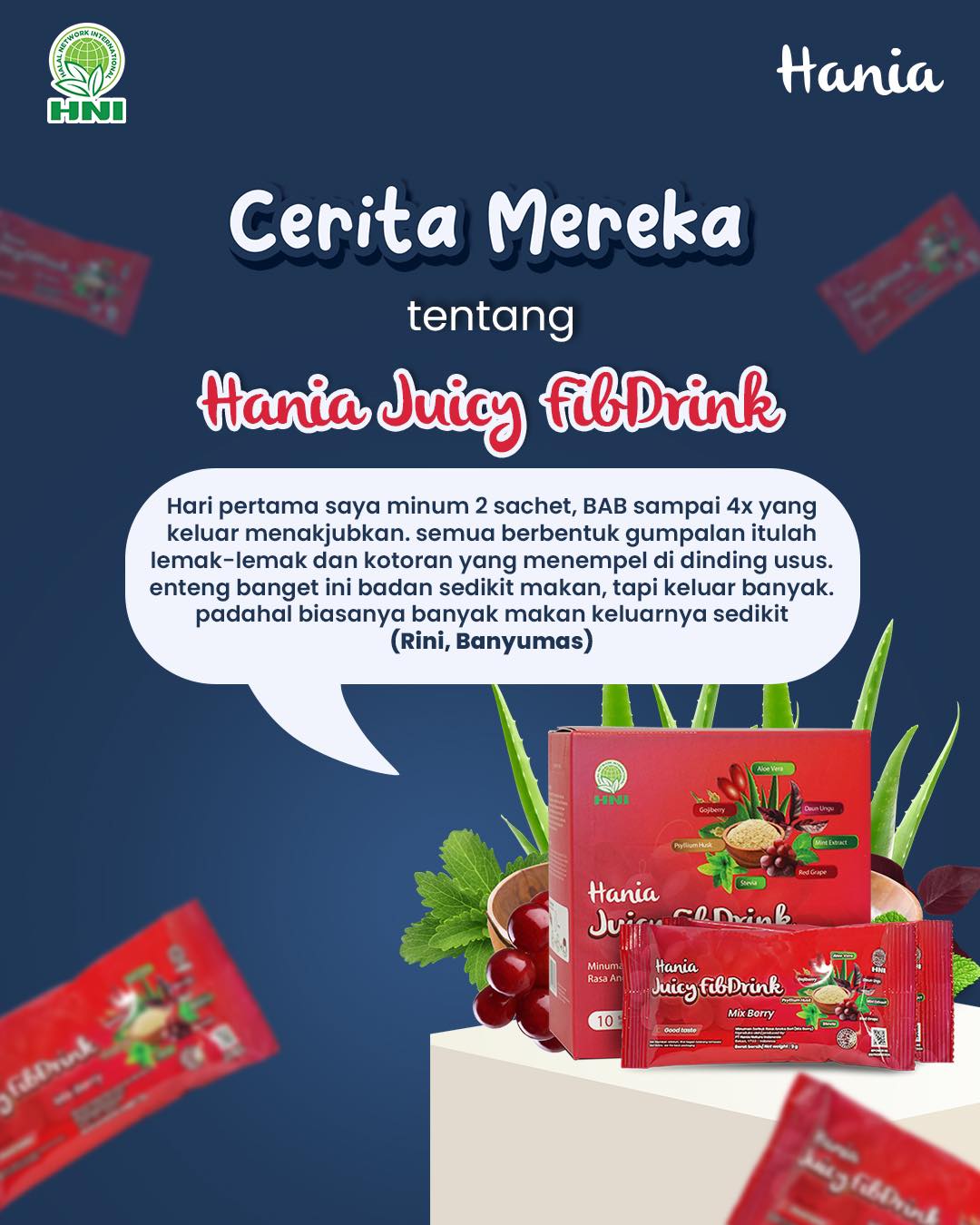 Testimoni Rini tentang HANIA JUICY FIBDRINK - MIX BERRIES